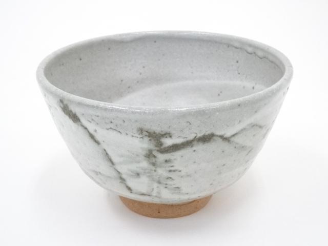 JAPANESE TEA CEREMONY / CHAWAN(TEA BOWL) / KYO WARE / BRUSH MARKS